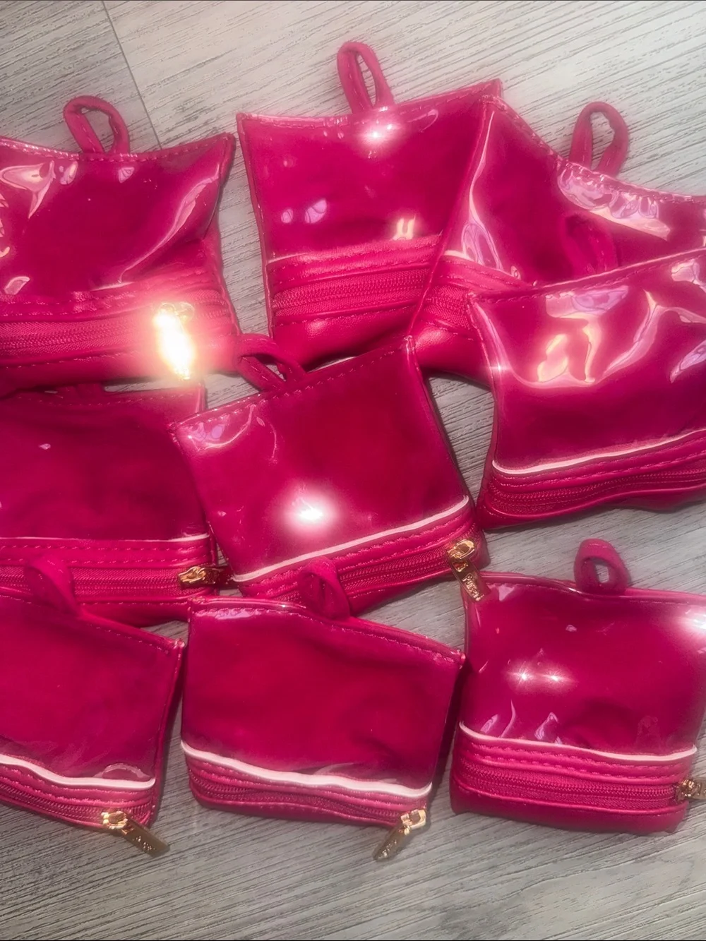 Fuchsia Drawstring Cosmetic Bag Set - Unbranded